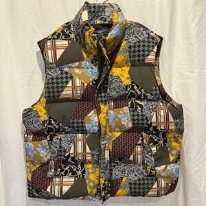 Forever 21 Patchwork Mens Puffer Vest Size 2XL Streetwear Quilt Boho Statement